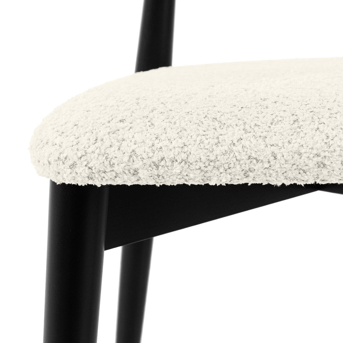 HOLZSTUHL RABI Küchenstuhl, 2-er Stuhl, Bouclé - Schwarz/Weiß, Holz/Textil (47/79/45cm) - KONSIMO®