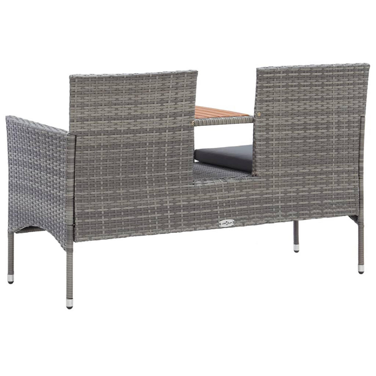 2-SITZER-GARTENBANK mit Teetisch 143 cm Poly Rattan Grau - Grau, Kunststoff (143/88/65cm) - furnicato