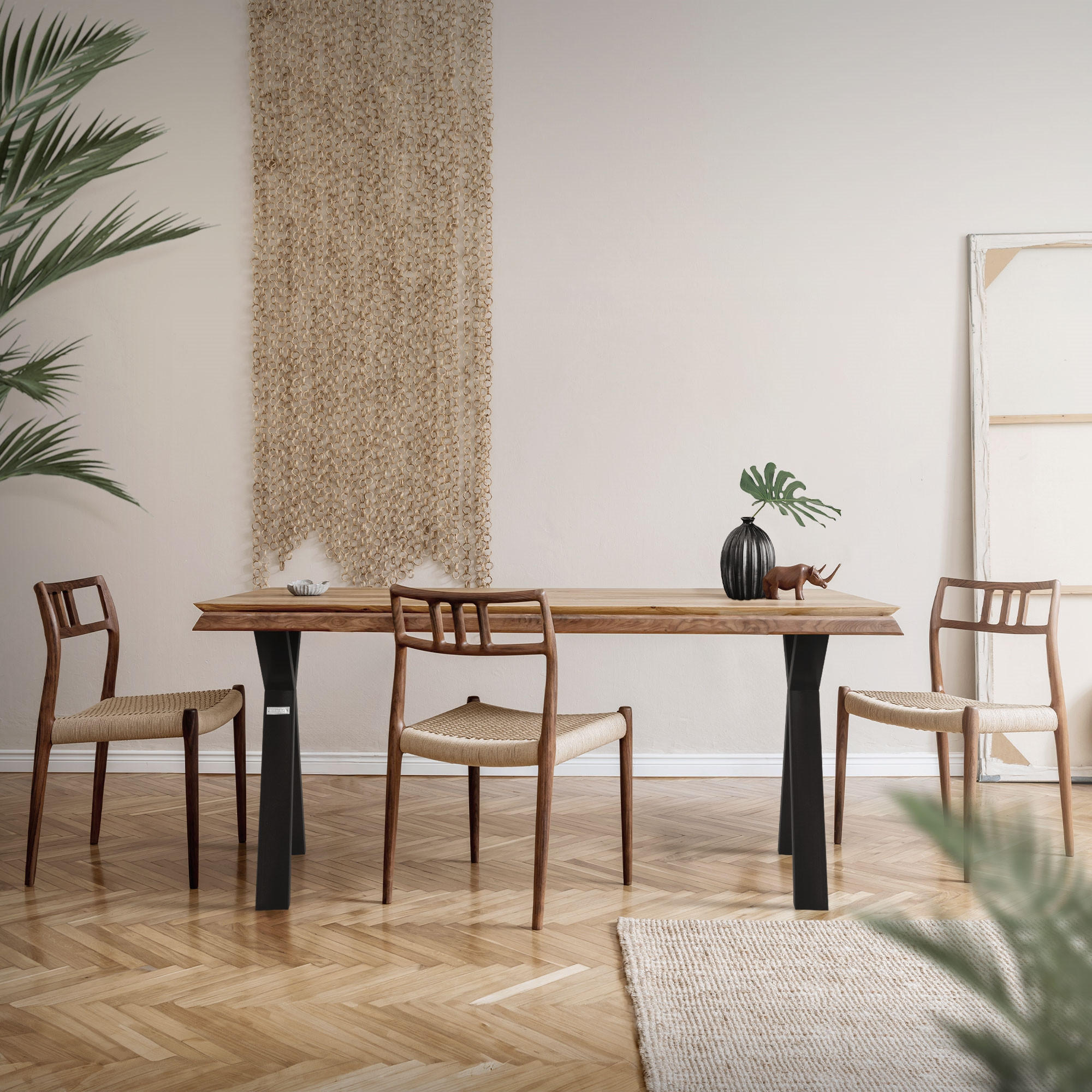 TISCHBEINE 2er Set 50xH72 cm X-Form, Schwarz - Schwarz, Metall (50/8/72cm) - ML-DESIGN