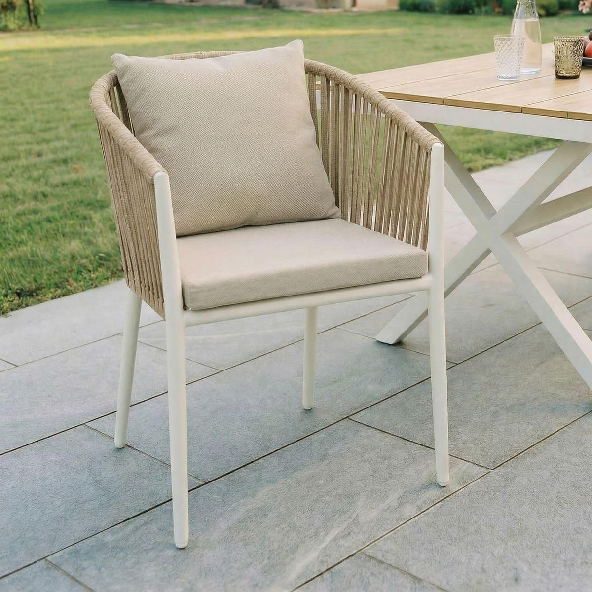 GARTENSTÜHLE ISOLA 6ER-SET - Beige, Textil/Metall (56/78/62cm) - IDIMEX