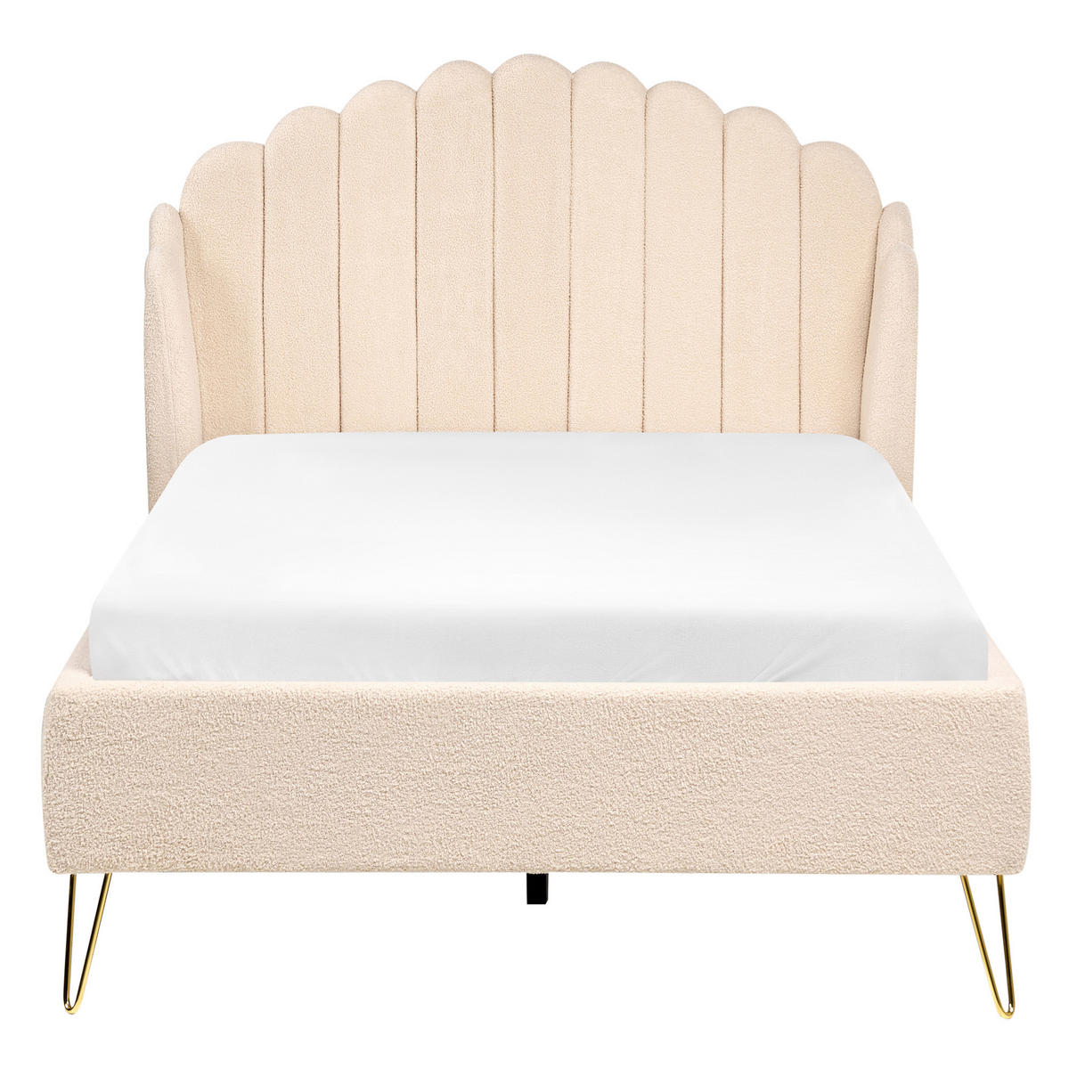 BETT mit Lattenrost 120/200 cm Beige Ambillou - Beige/Goldfarben, Textil (120/200cm) - Beliani