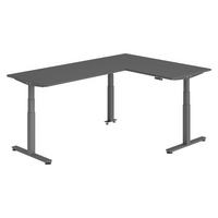 ECKSCHREIBTISCH elektrisch höhenverstellbar L-Form 240/160/74 cm in Graphitfarben/Graphitfarben - Graphitfarben, Holzwerkstoff (240/160/74cm) - bümö
