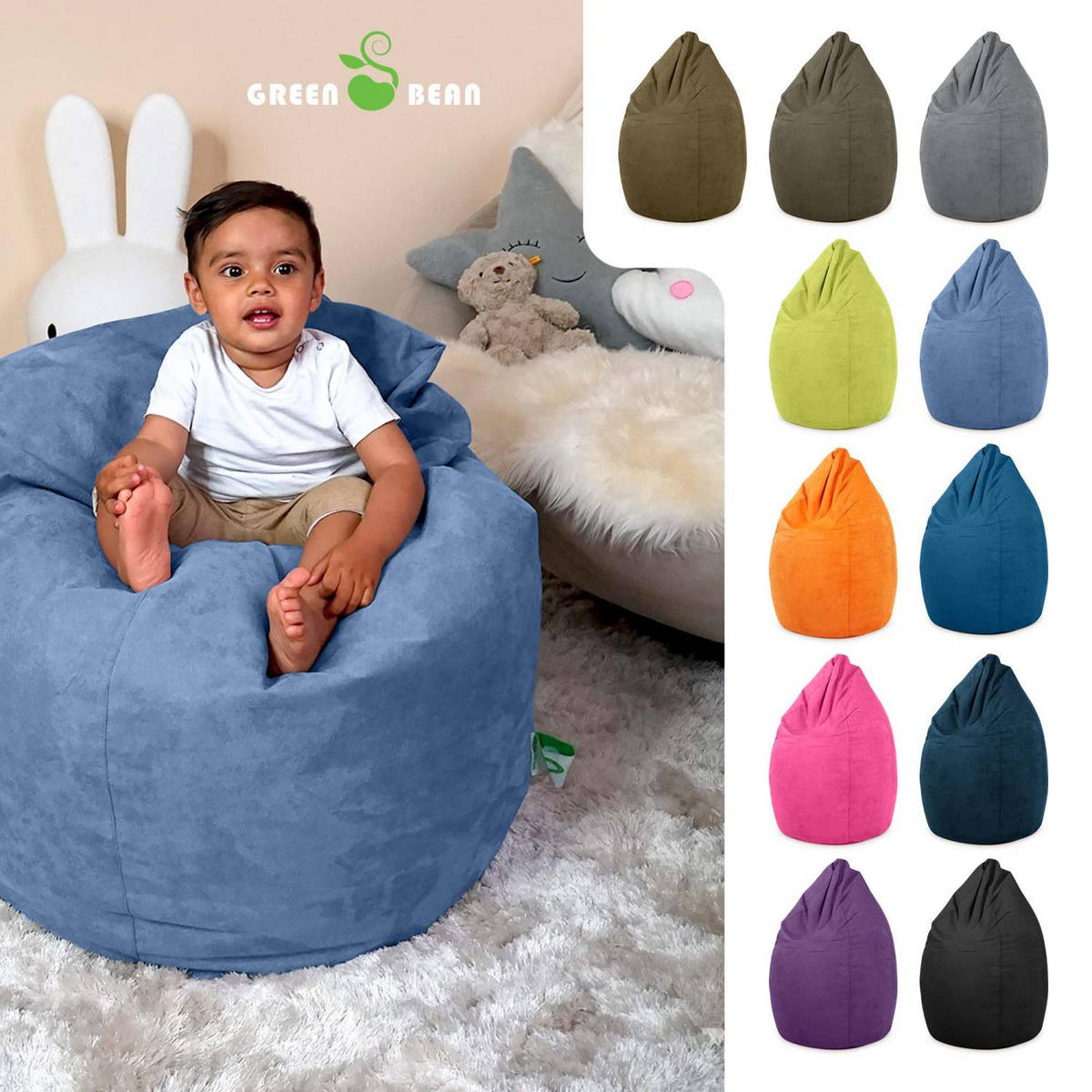 SITZSACK "Drop" 60x60x90cm - 220L - Hellblau, Textil (60/90/60cm) - Green Bean