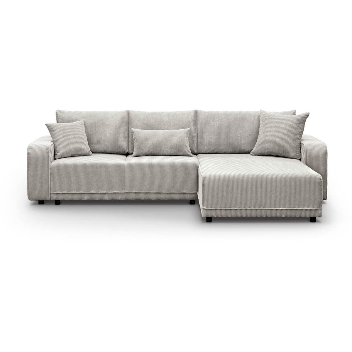 ECKSCHLAFSOFA Primo L beige - Beige/Schwarz, Textil (290/185cm) - Beautysofa