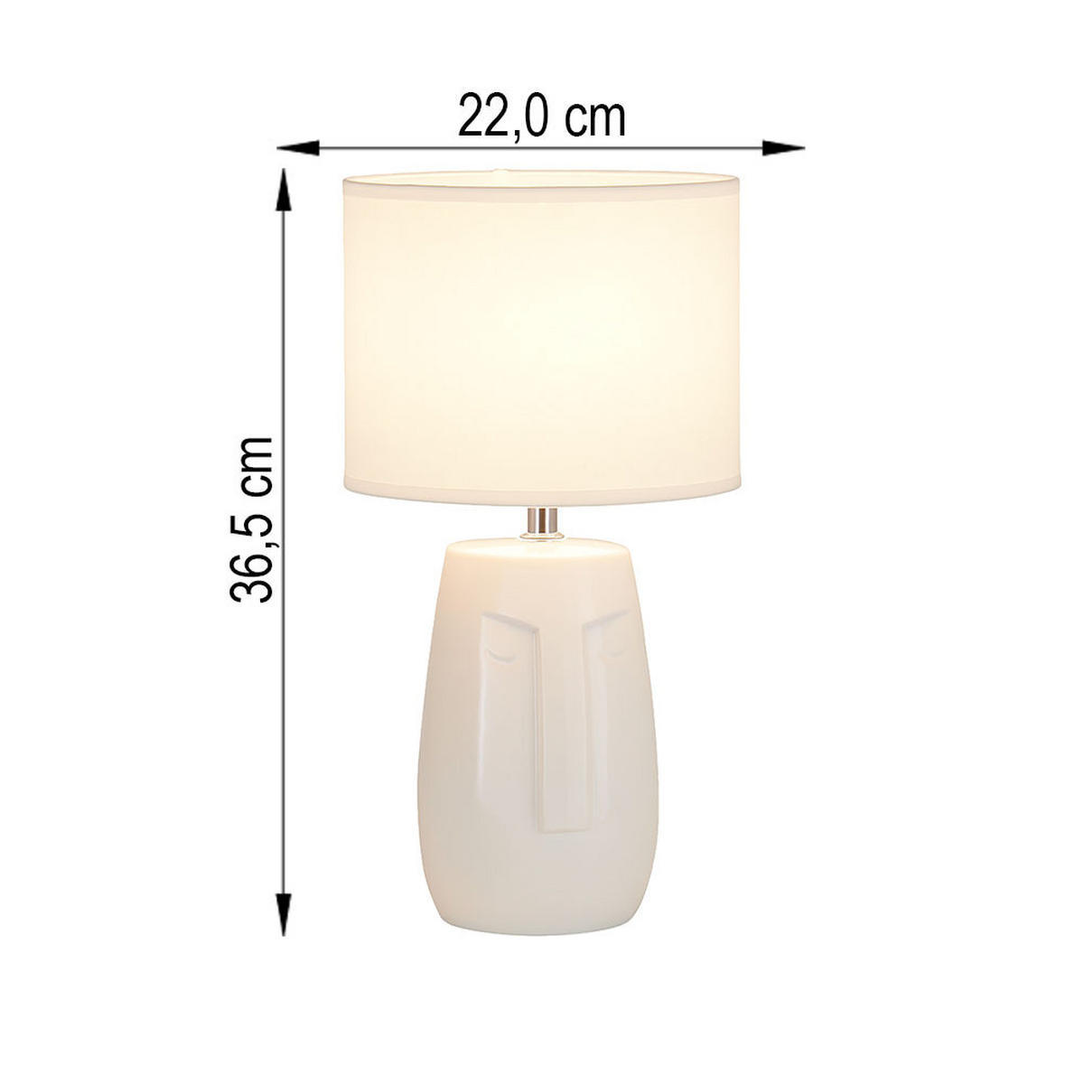 TISCHLEUCHTE Keramik Weiß mit Textilschirm 2er Set - Weiß, Textil (22/22/38.5cm)