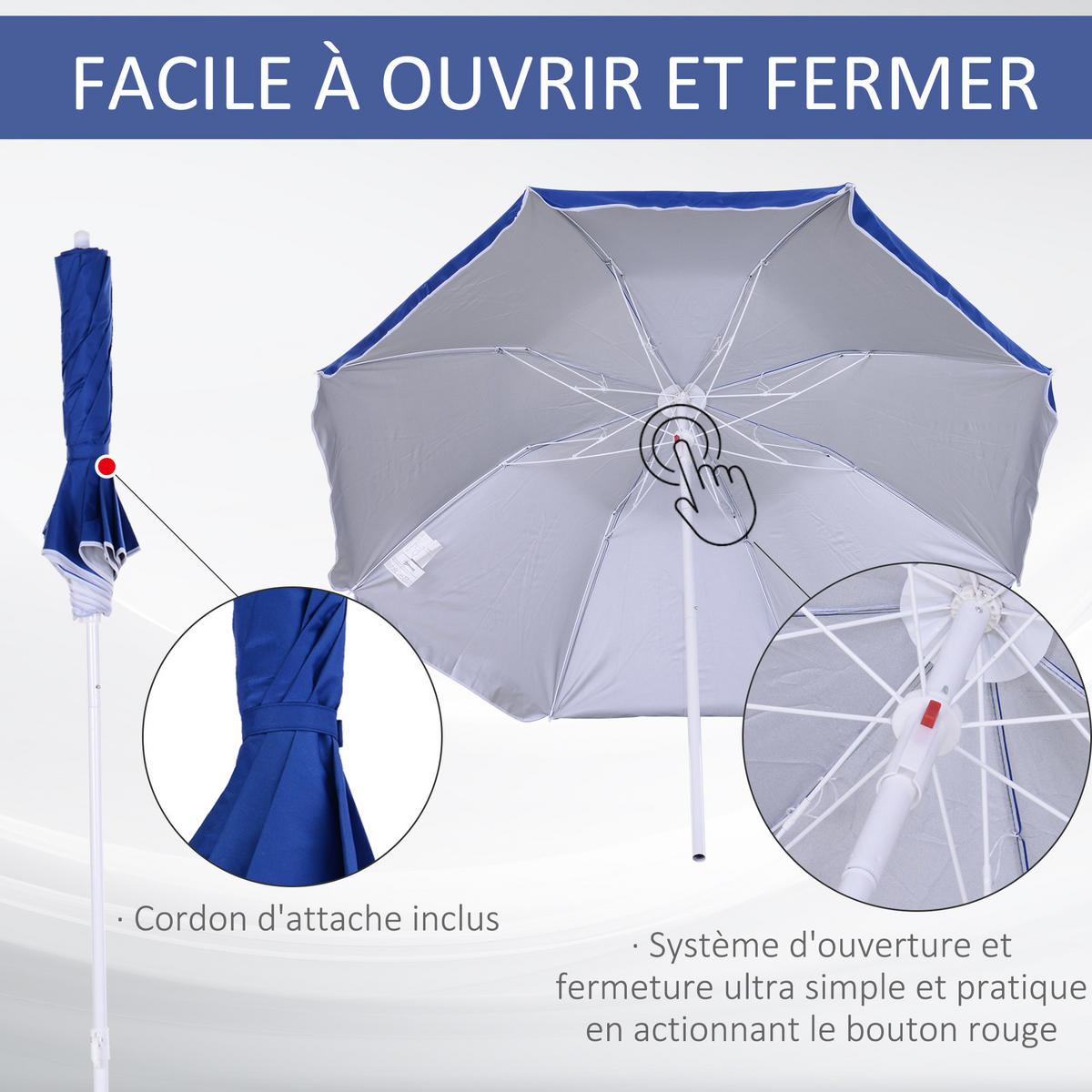 STRANDSCHIRM DE-11383 neigbar, UPF50+, 8 Streben Blau - Blau, Textil (160/160cm) - ComfortXL