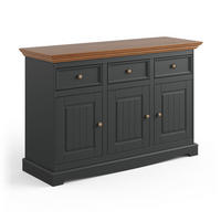 KOMMODE Belluno Elegante Kiefer gebeizt, Eichefarben / basaltgrau (RAL7012) lackiert 130 / 45 / 85cm - Grau/Kieferfarben, Holz/Metall (130/85/45cm) - Feldmann-Wohnen