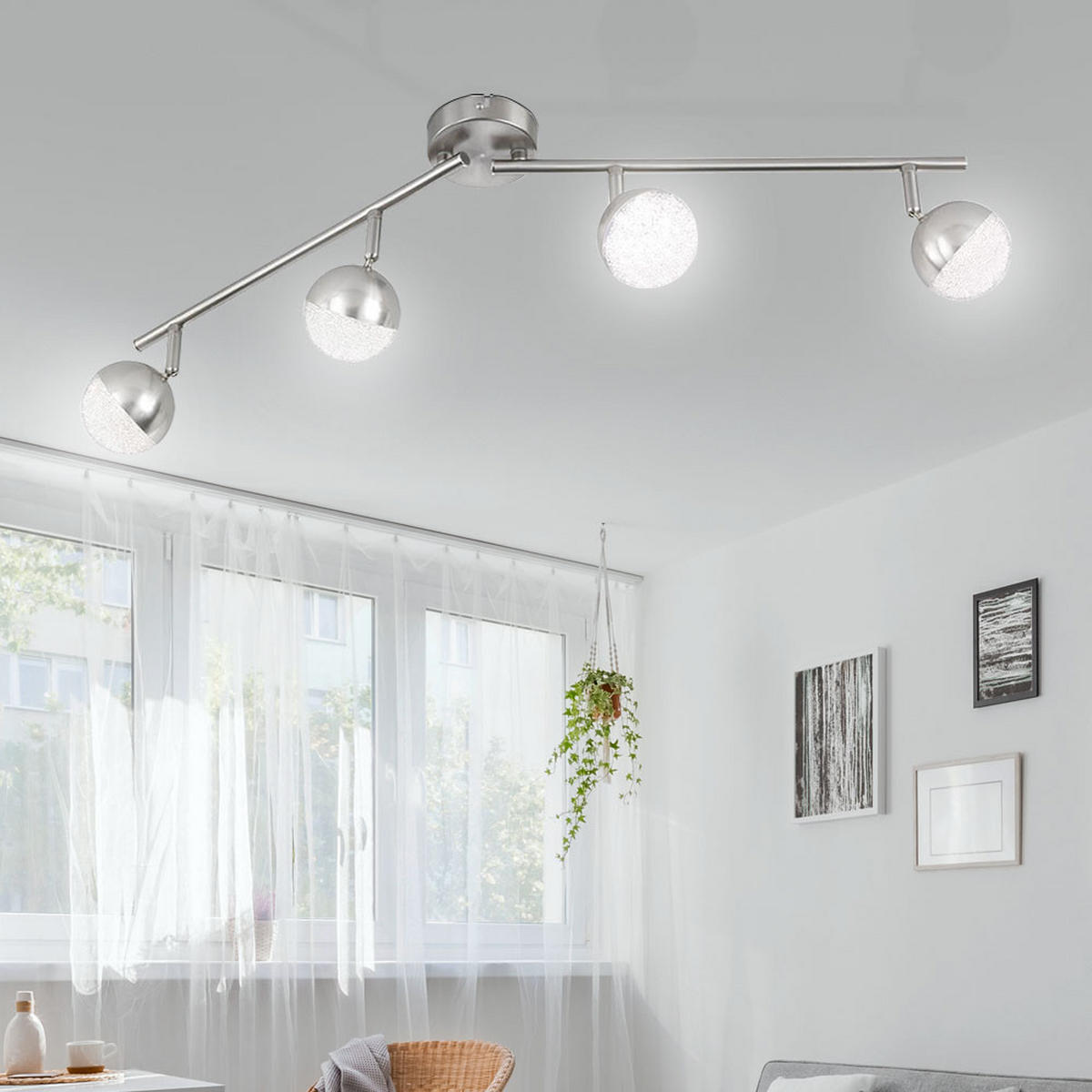 LED DECKENLEUCHTE Silber mit beweglichen Spots - Silberfarben, Metall (78/17/9cm) - Wofi