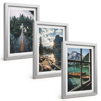 BILDER SET 3er Set - 20x30 cm Silberner Rahmen - Brücke, Wald, See, Boote, Berge - Silberfarben, Kunststoff (20/30cm) - TULUP