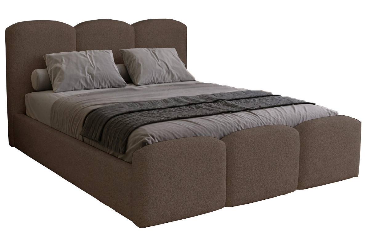 POLSTERBETT mit Bettkasten 180x200 Capri, Boucle, Braun - Braun, Holz/Textil (180/200cm) - Emporius