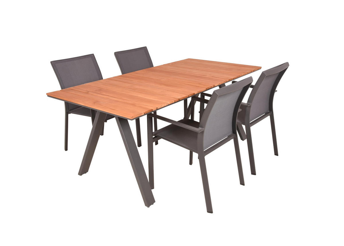 GARTEN-SITZGRUPPE Gesa 5-teilig Gartenmöbel-Set - Grau, Holz - DELUKE