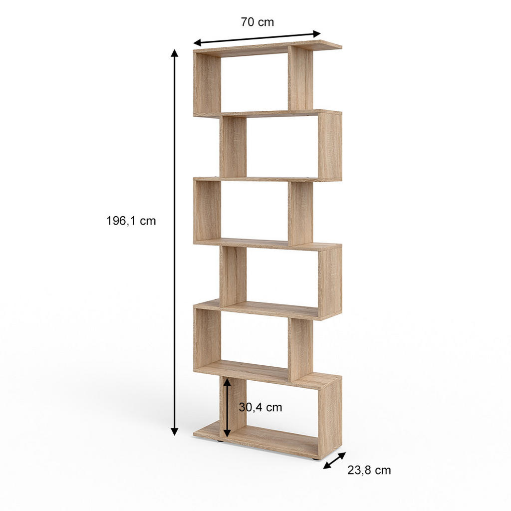 Thumbnail - Vicco Raumteiler, Sonoma Eiche, Holzwerkstoff, 12 Fächer, Rechteckig, 70x192.2x23.8 cm, Wohnzimmer, Raumteiler & Paraven...