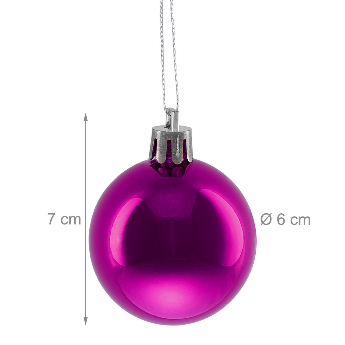 50XWEIHNACHTSKUGELN - Pink, Kunststoff (6/7/6cm) - Relaxdays