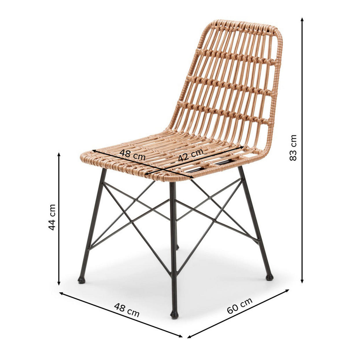 GARTENSESSEL Alviano aus Kunstrattan - Hellbraun, Kunststoff/Metall (48/83/60cm) - Selsey