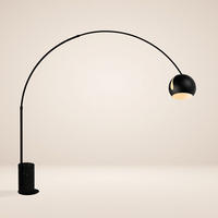 STEHLAMPE Ball Bogenlampe Marmor Schwarz - Schwarz, Stein (30/30/220cm) - s.luce