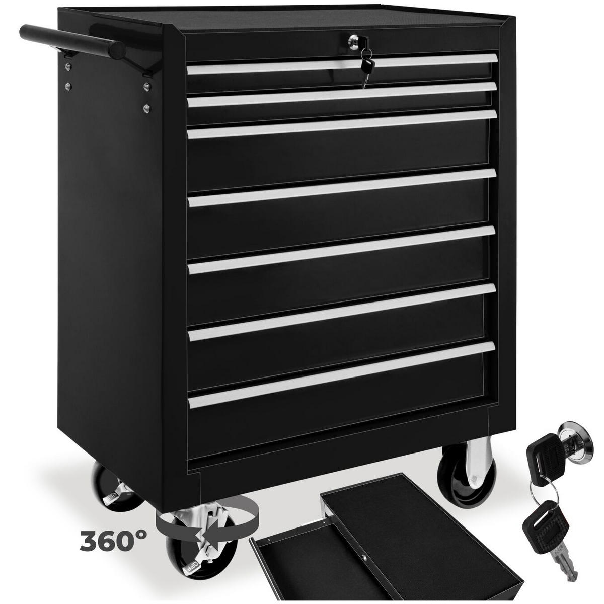 WERKZEUGWAGEN ,Rollen Ø 100 mm,schwarz - Schwarz, Metall (33/79/69cm) - tectake