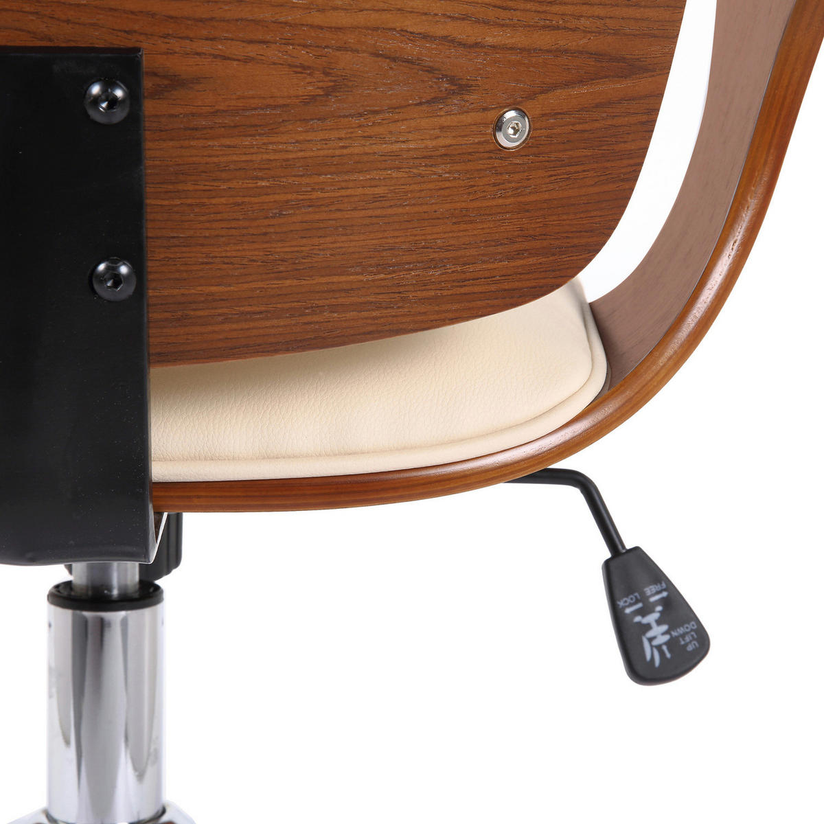 BÜROSTUHL Burton, Kunstleder Walnuss/Creme - Creme, Textil/Metall (67/101/68cm) - TPFLiving