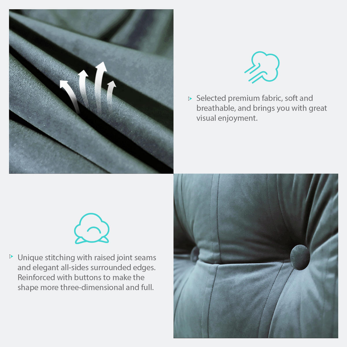 RÜCKENKISSEN Samtlook Grau 120 cm - Grau, Textil (45/120cm) - Vercart