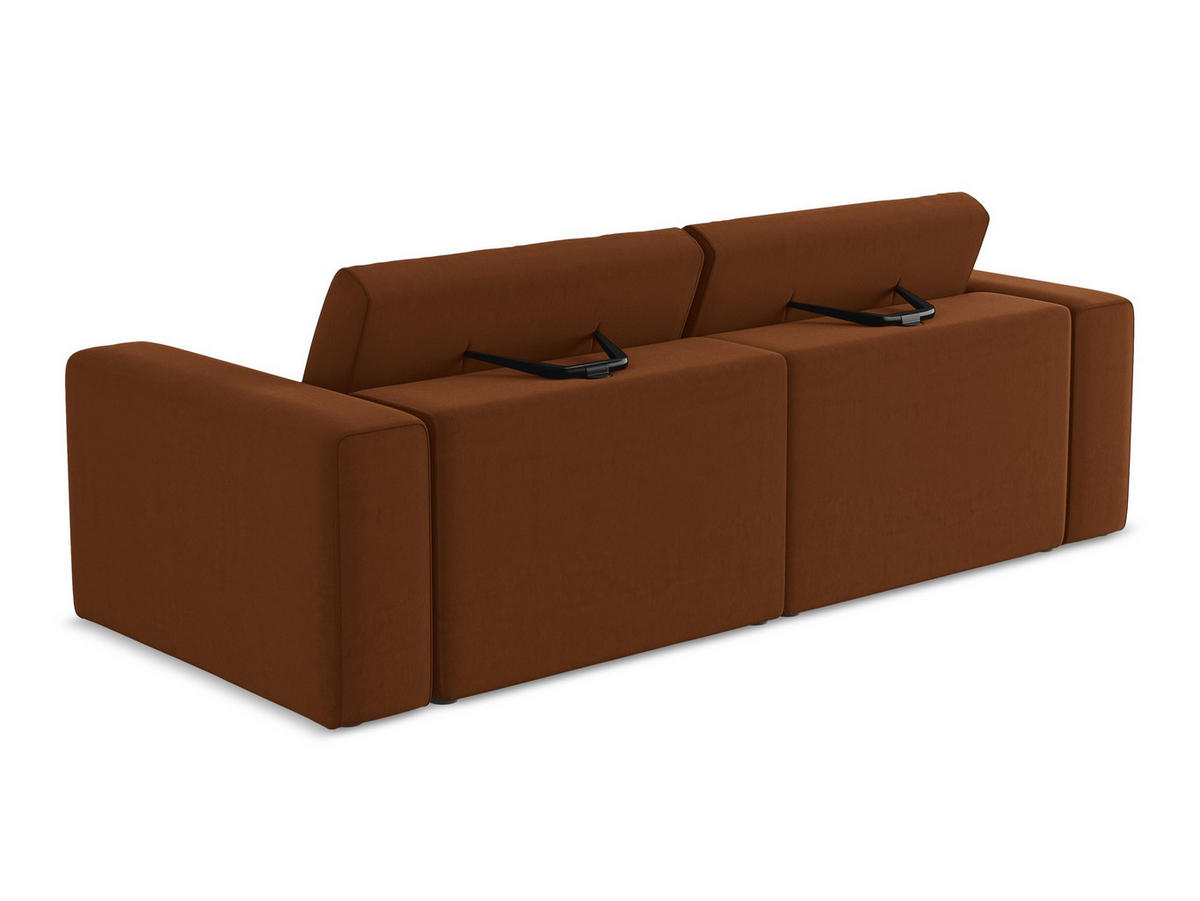 3-SITZER SOFA Samt Stoff Orange - Rot/Terra cotta, Kunststoff/Textil (224/80/103cm) - Makamii