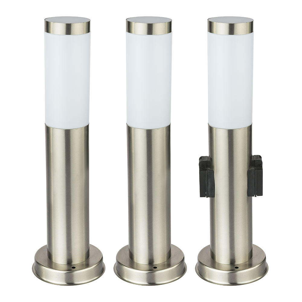 LED WEGELEUCHTE Silber Opal 3er Set - Silberfarben, Metall (7.6/7.6/45cm)