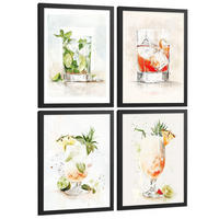 PLAKAT Sada 4 Negroni A4 Černý rám - černá, papír (29.7/1/21cm) - Nacnic