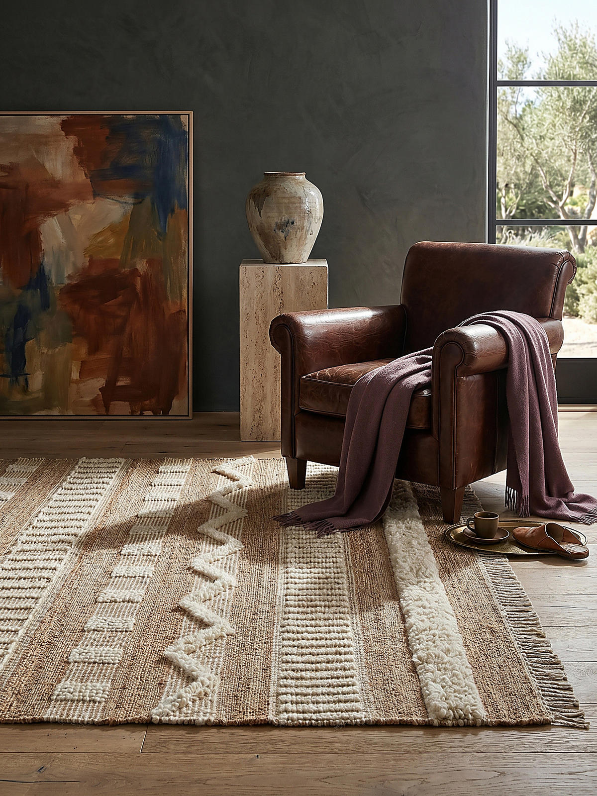 NATURTEPPICH handgewebt Jute-Wolle-Mix skandinavisch WHARFE, Braun-Beige 200x290 cm - Braun, Textil (290/200cm) - KADIMA DESIGN