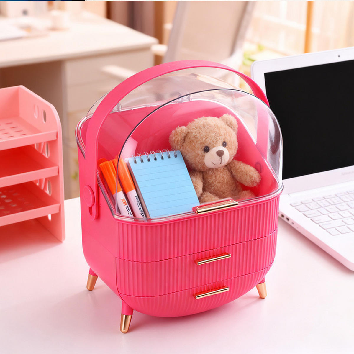 KOSMETIKORGANIZER Caroline Ⅲ 26/16/38 cm - Rosa, Kunststoff (16/38/26cm) - Nettlife