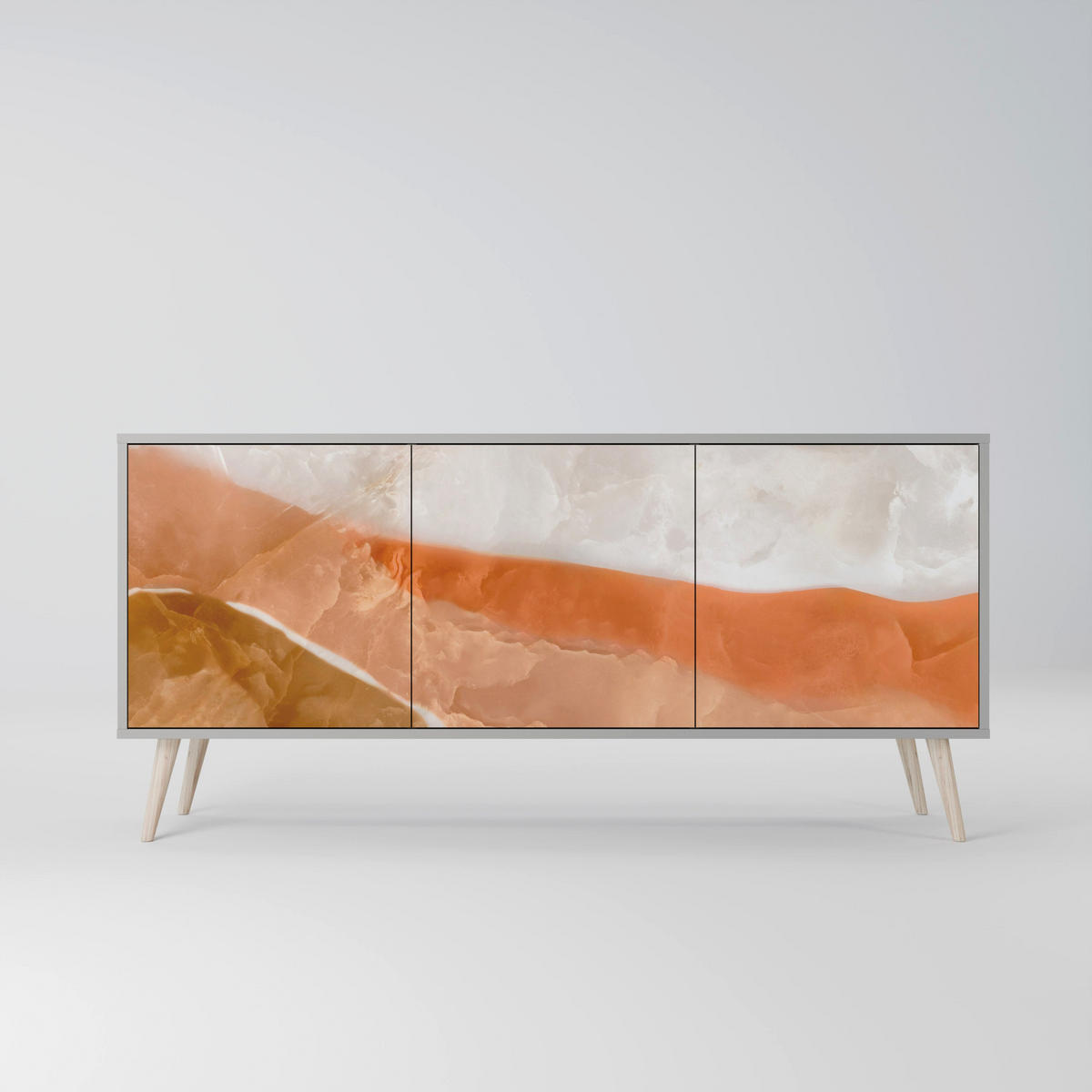 SIDEBOARD SANDHILLS SPLENDOUR, Eicheneffekt, 164,5x42x77,5 cm, 3 Türen - Eichefarben/Buchefarben, Holzwerkstoff/Buchenholz (164.5/77.5/42cm) - SpaceRebels