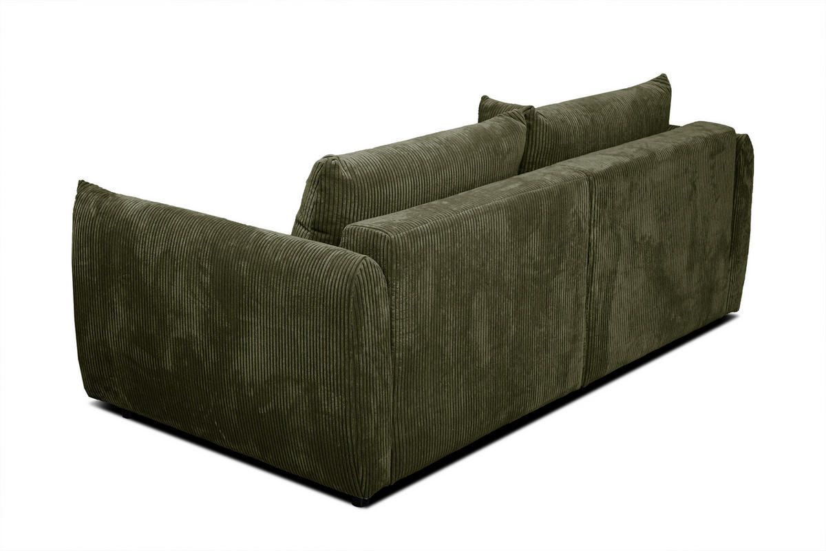 SOFA TAUER 3-Sitzer, olivgrün - Schwarz/Olivgrün, Holzwerkstoff/Kunststoff (112/84/206cm) - Courtois Laville