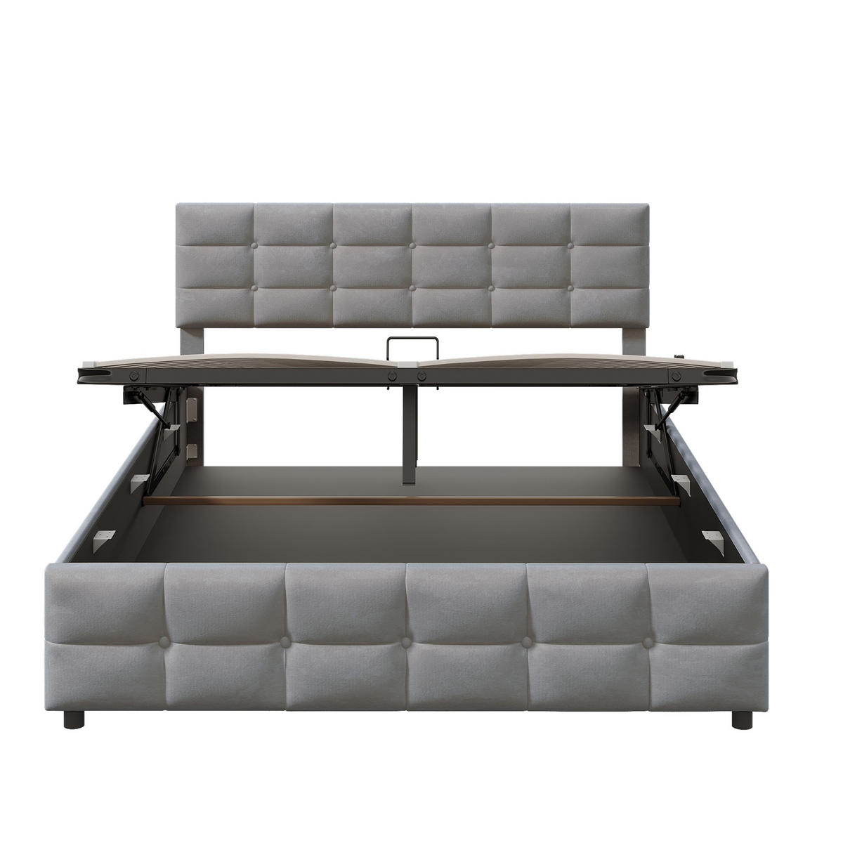 POLSTERBETT mit Stauraum 180x200 cm Samt Grau - Grau, Metall (180/200cm) - Meubliv