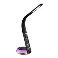 LED-SCHREIBTISCHLAMPE - mit QI-Ladestation, Touch-Dimmer und integrierter Uhr für angenehme Beleuchtung, Schwarz - Schwarz, Kunststoff (13.7/13.7/54.5cm) - Northpoint