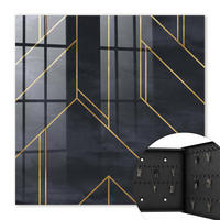 SCHLÜSSELBOX Schwarz 30x30 cm- Türöffnung nach rechts - Geometrische Struktur - Schwarz, Metall (30/30/5cm) - TULUP