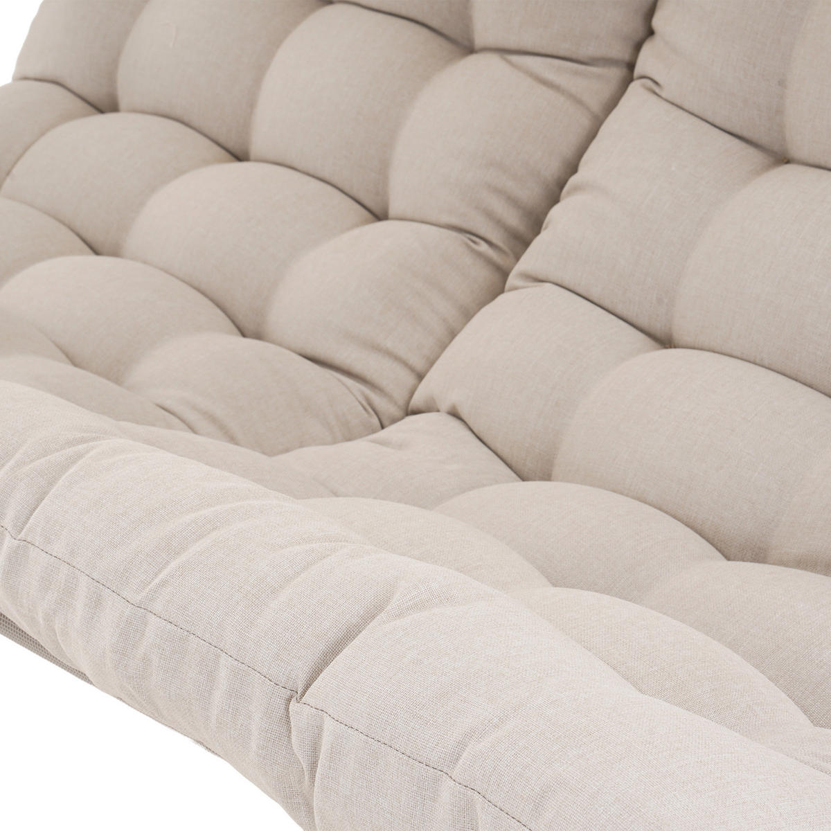 HOLLYWOODSCHAUKEL Garda 2-Sitzer mit Sonnendach und dickem Polster, Beige, Metallrahmen - Beige, Metall (214/202/154cm) - Beautysofa