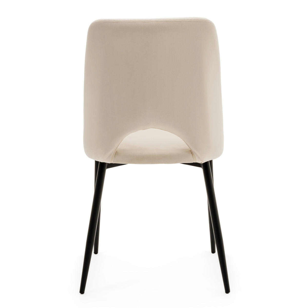 STUHL ORO gepolsterter mit Steppung - beige - Samt Velour - Beige/Schwarz, Textil/Metall (47/91/55cm) - NEW HOME