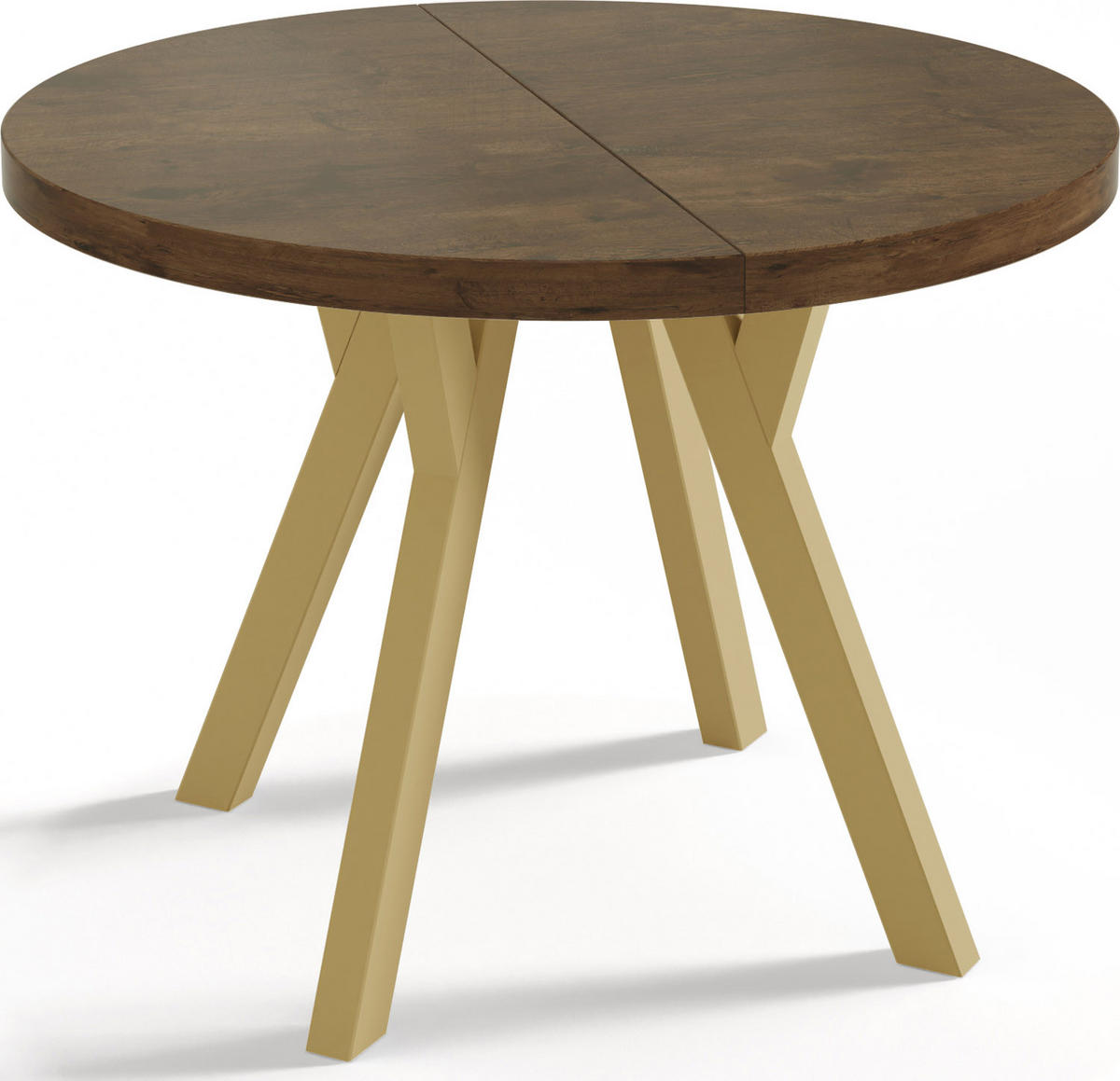 ESSTISCH Mateo runder ausziehbarer, Lefkas Eiche 100-200/100/76 cm - Alteiche/Goldfarben, Holz/Holzwerkstoff (100/100/76cm) - WFL GROUP