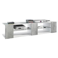 LOWBOARD Movie Fronten in Beton Oxid Optik - Hellgrau, Holzwerkstoff (134/29/39cm) - Vladon