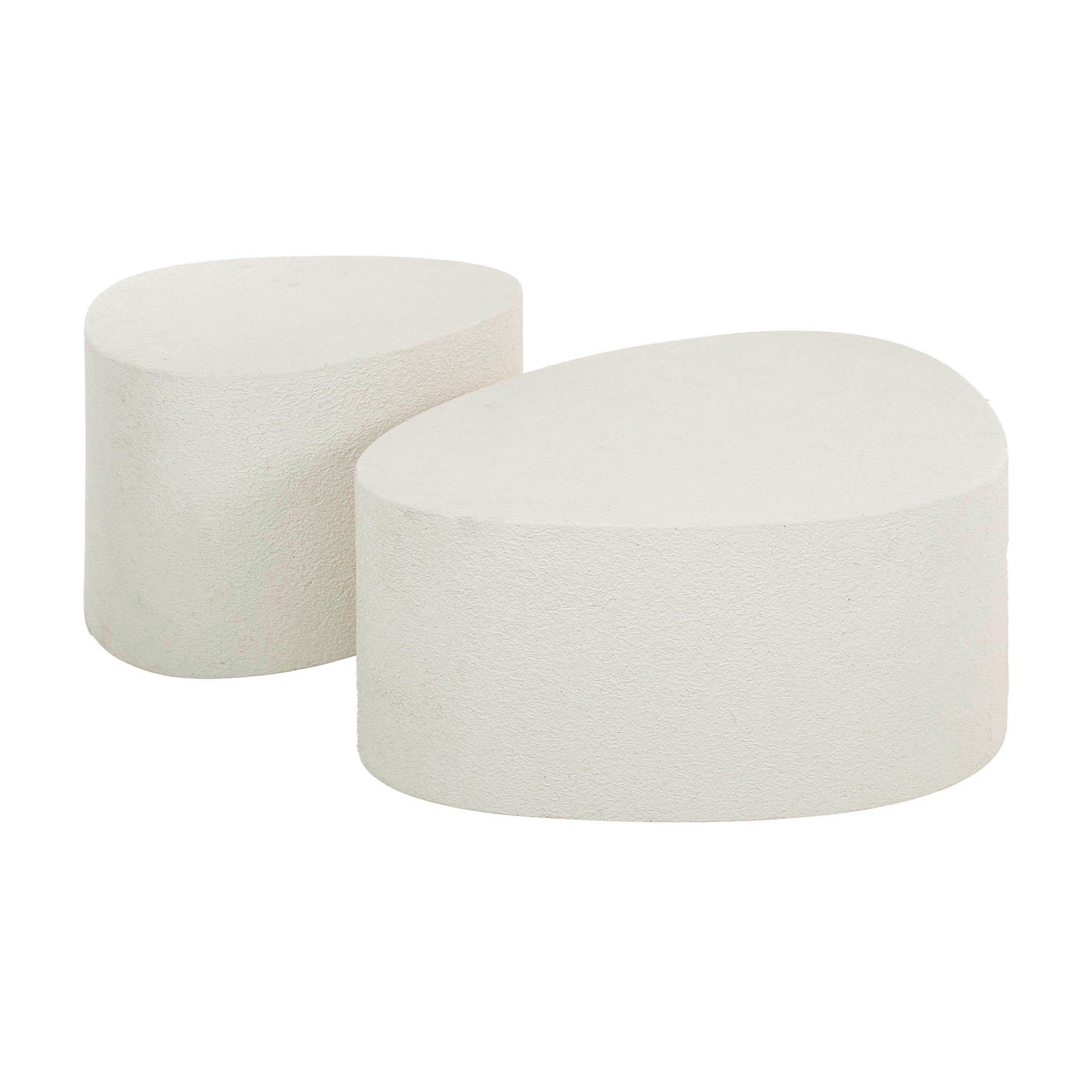 COUCHTISCH Ston Weiß 81/60/ 30 cm 2er-Set - Weiß, Stein (81/60/30cm) - Hoyz Collection