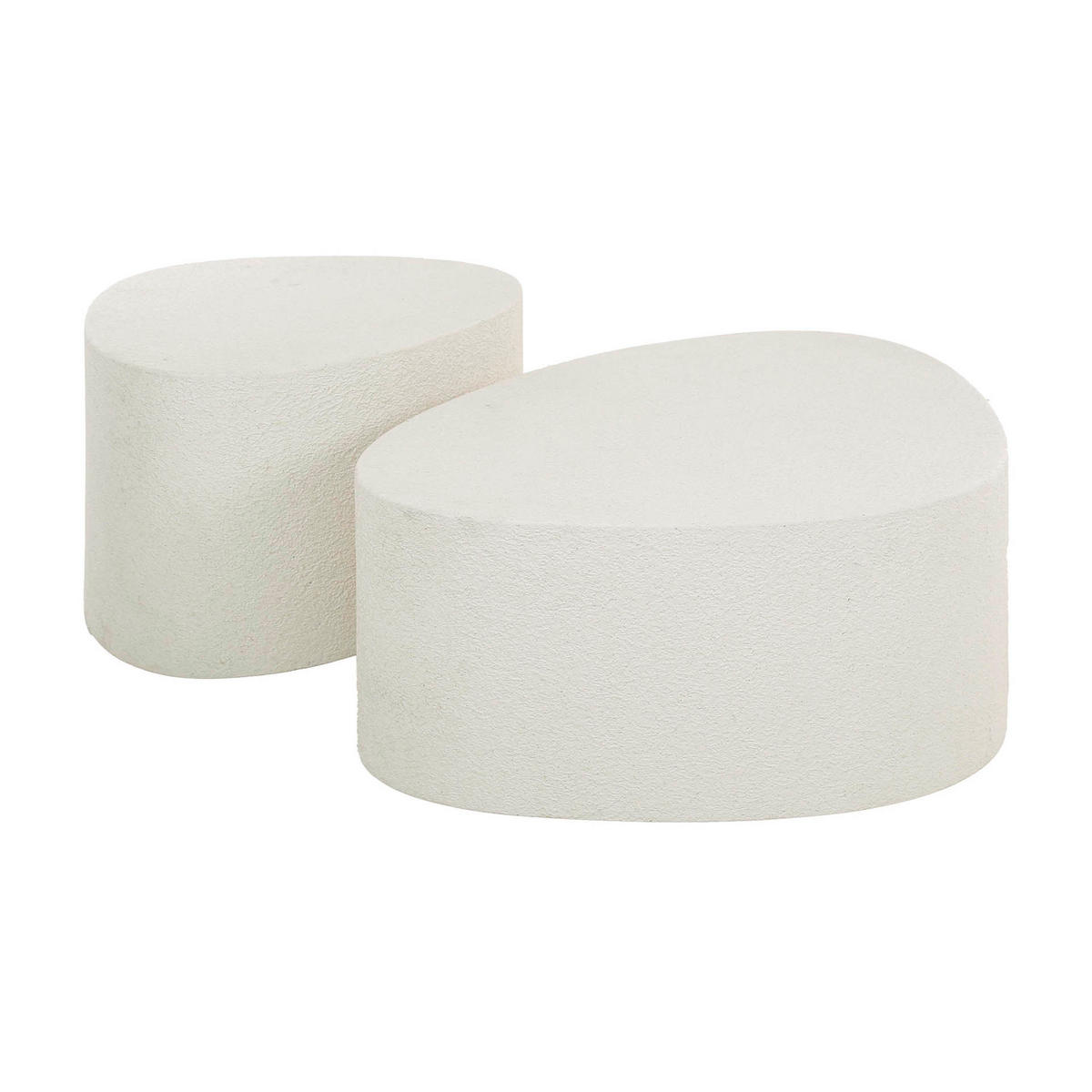 COUCHTISCH Ston Weiß 81/60/ 30 cm 2er-Set - Weiß, Stein (81/60/30cm) - Hoyz Collection