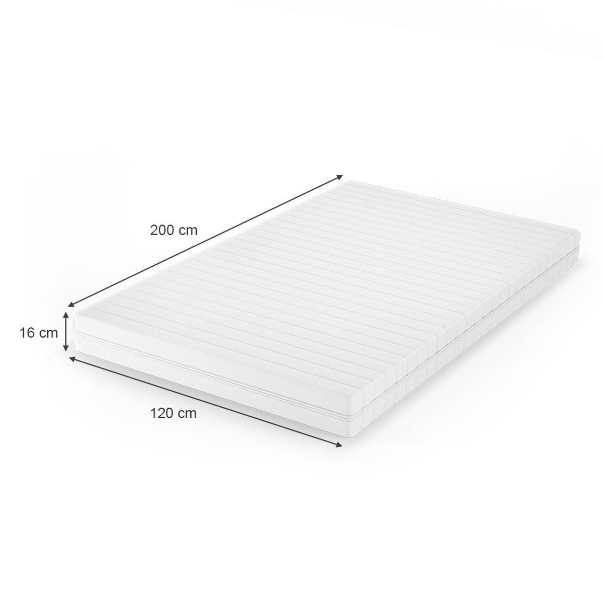 KALTSCHAUMMATRATZE Weiß 120 x 200 cm H3 Härtegrad, 7Zonen - Weiß, Textil - VitaliSpa