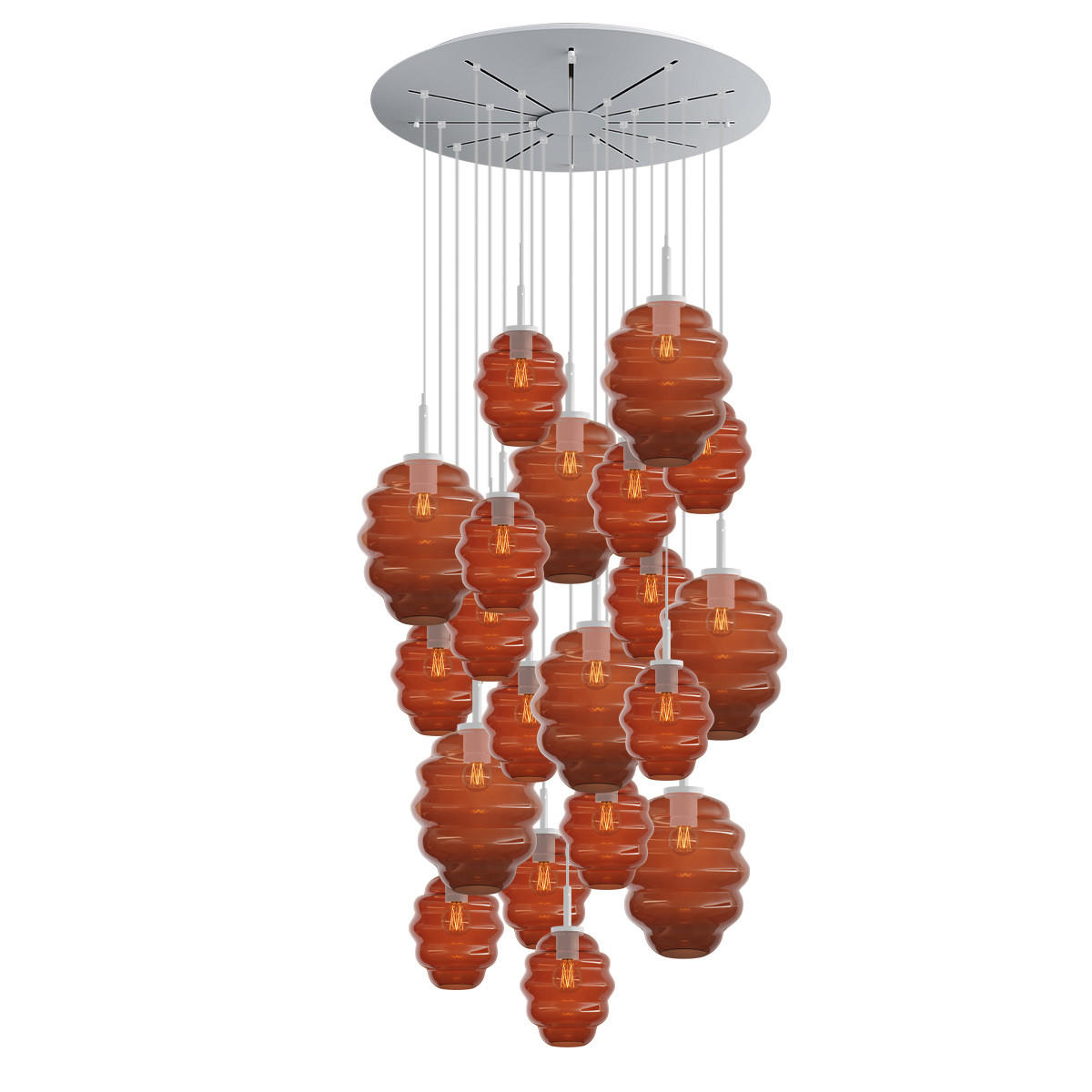GALERIELEUCHTE Echos 20-flammig Braun Ø 18/25cm - Braun/Weiß, Glas (18/18/20cm) - s.luce