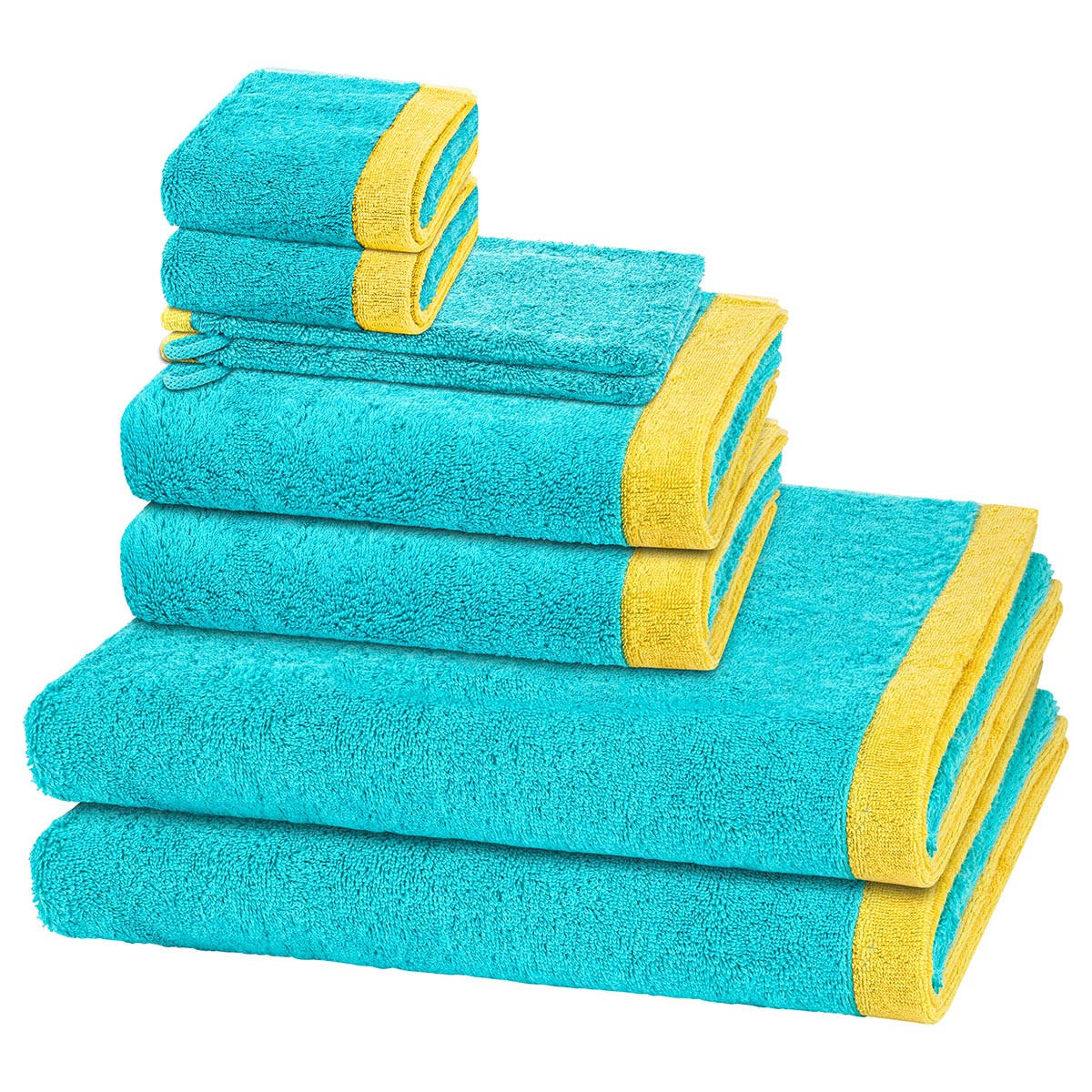 FROTTIERSET Lifestyle Splash 8-teilig - Türkis, Textil (50/100cm) - Cawö