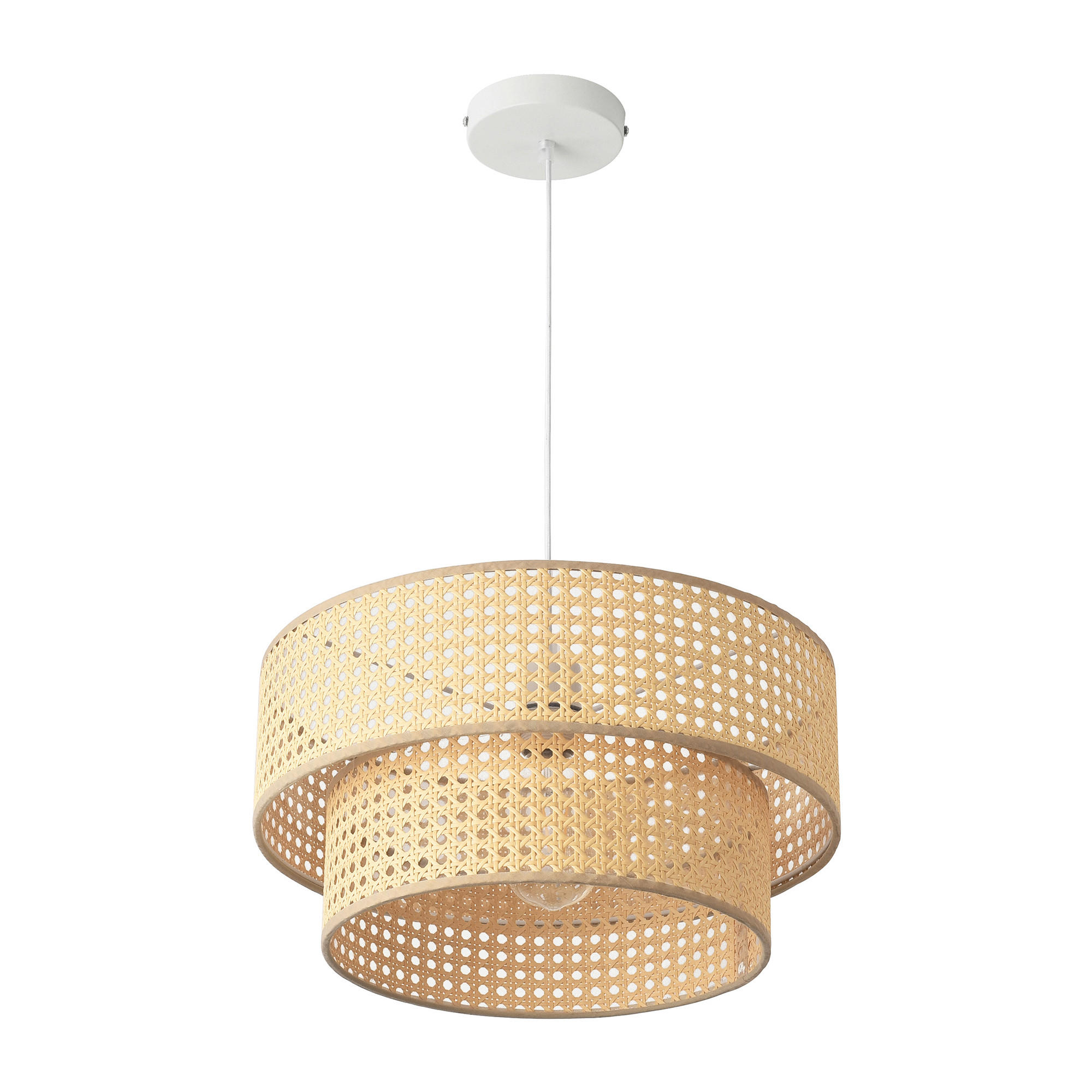 HÄNGELEUCHTE Ascot - Beige/Weiß, Kunststoff/Metall (40/40/160cm) - lux.pro