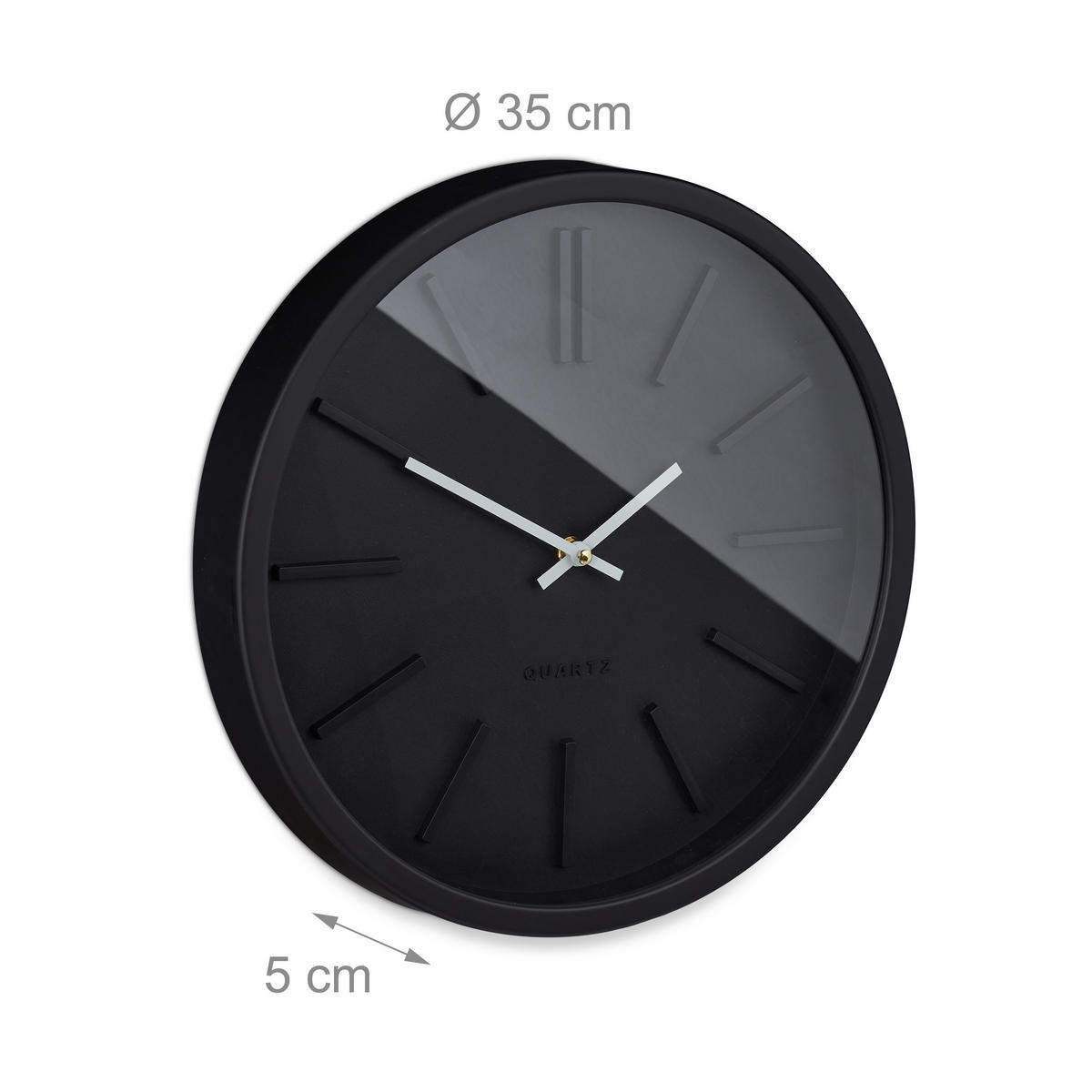 WANDUHR - Schwarz, Glas/Kunststoff (35/5/35cm) - Relaxdays