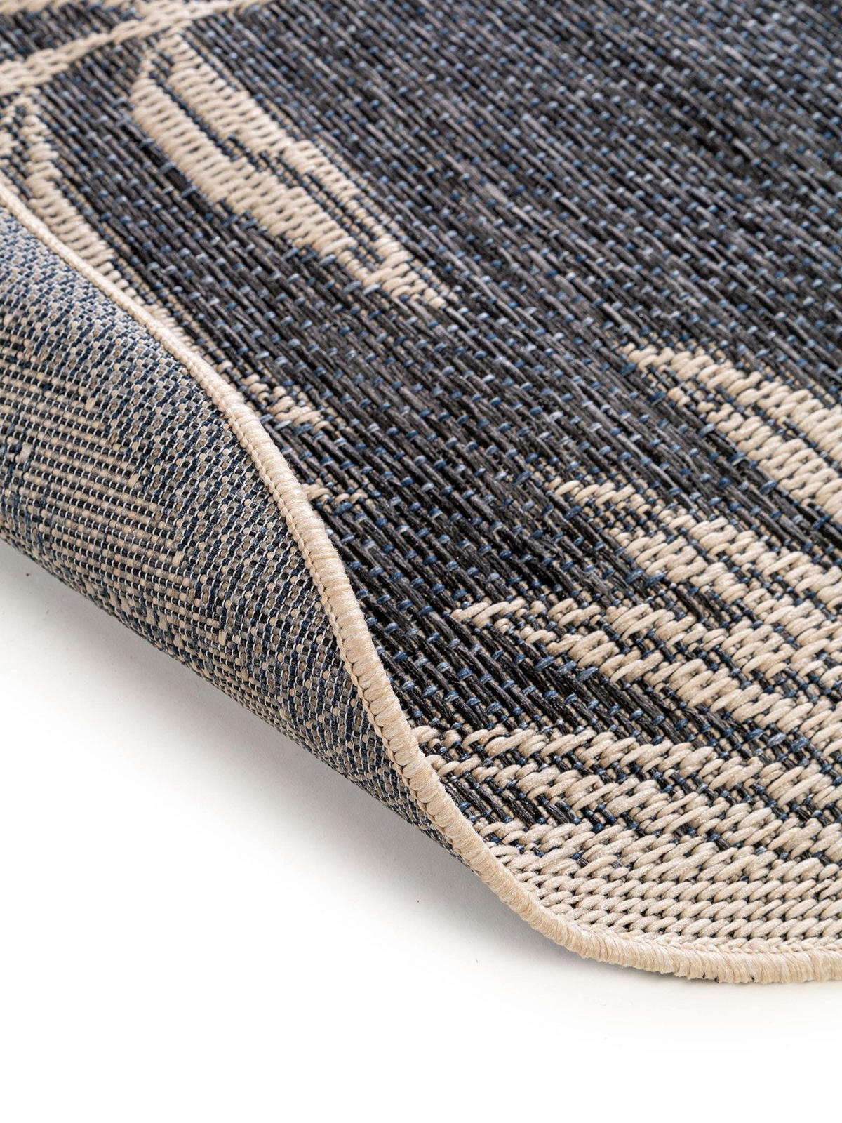OUTDOORTEPPICH rund River Blau ø 130 cm rund - Blau, Kunststoff (130/1cm) - KUNSTLOFT