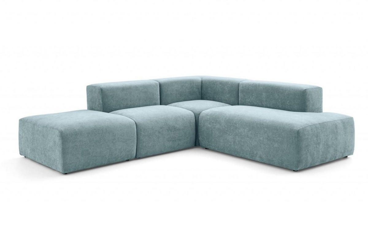 4-SITZER modulares Ecksofa HEAVEN SET 3 Rechts, Breite 270 cm Webstoff Blaugrau - Blaugrau/Schwarz, Holz/Kunststoff (270/245cm) - Muffo
