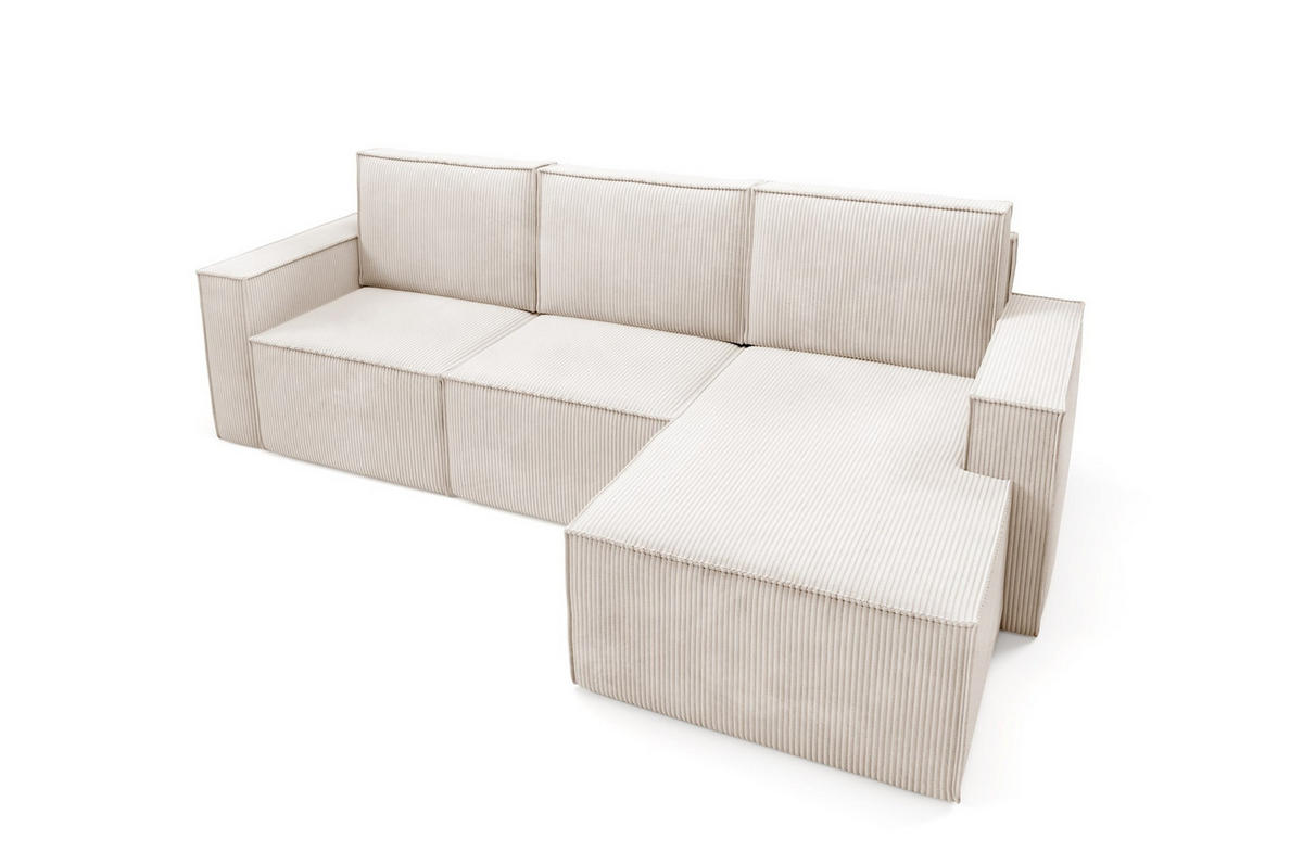 ECKSOFA Orto Beige, Dreisitzer Kordecksofa linke seite - Beige, Holzwerkstoff/Textil (180/142cm) - Bettso