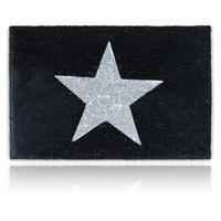 FUSSMATTE Schwarz Kokos Sternmotiv 60x40 cm - Schwarz, Kunststoff/Textil (40/60cm) - Relaxdays