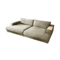 BIG SOFA XL MIT TABLETT MADELINE Cremeweiß Webstoff - Creme/Schwarz, Kunststoff/Textil (290/85/190cm) - KAWOLA