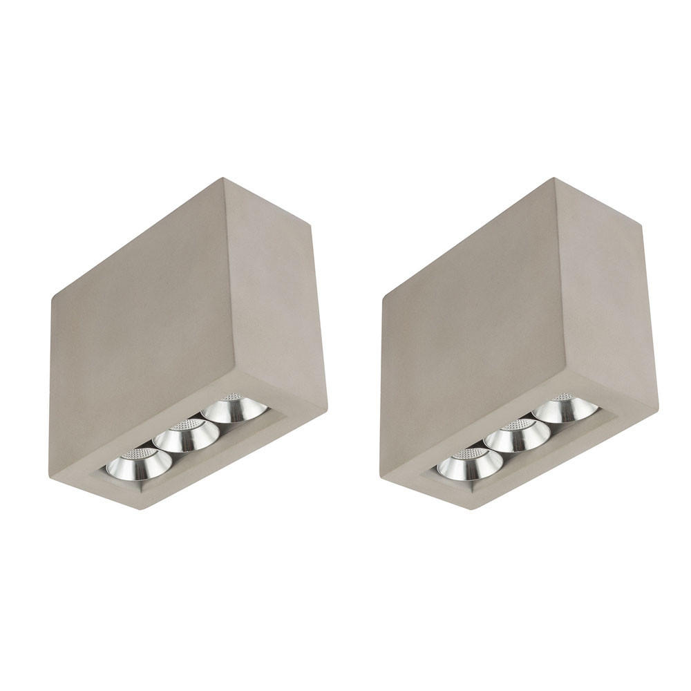 LED DECKENLEUCHTE TIMO Betonoptik Grau 2er Set - Grau, Metall (12.2/5.6/10cm) - Globo Lighting