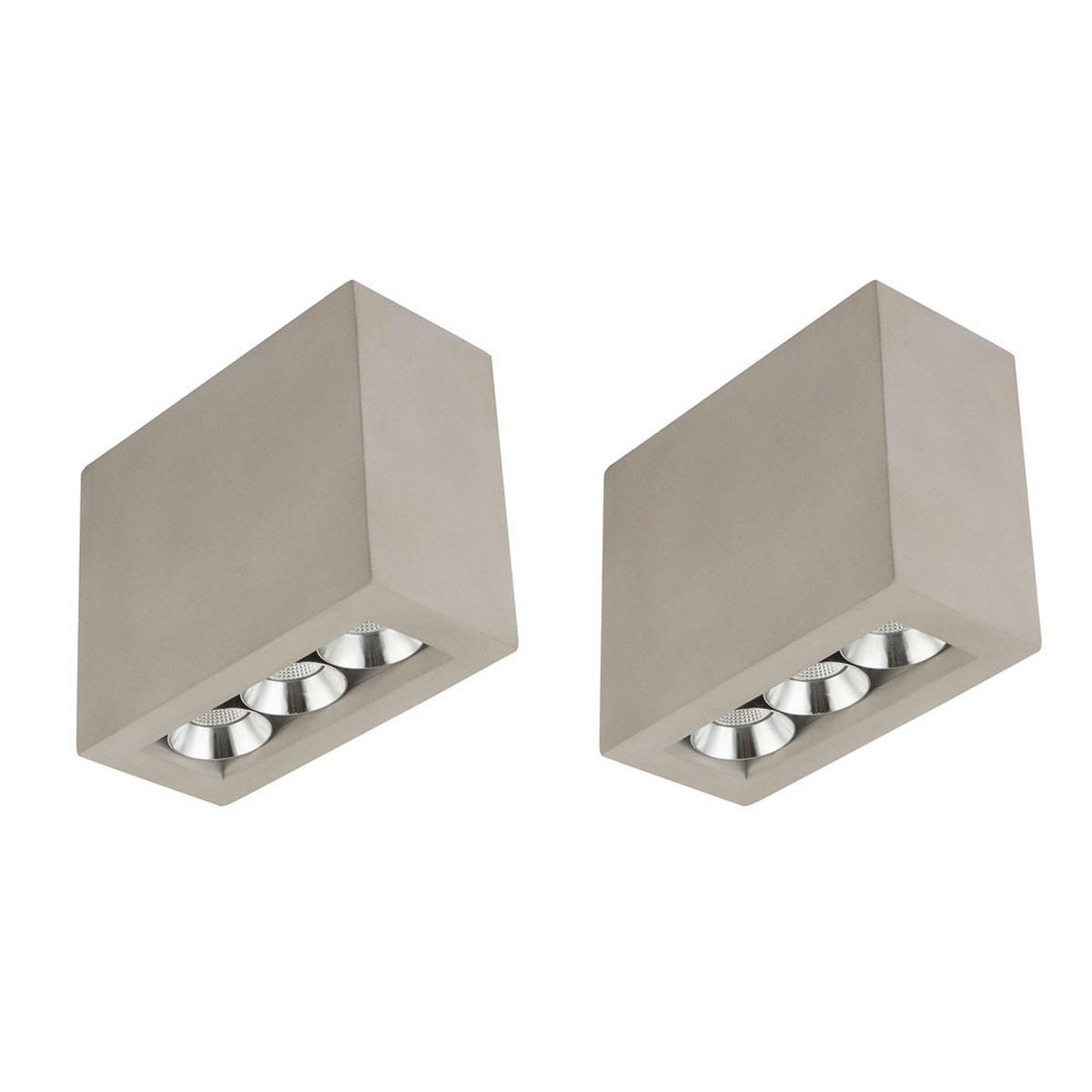 LED DECKENLEUCHTE TIMO Betonoptik Grau 2er Set - Grau, Metall (12.2/5.6/10cm) - Globo Lighting